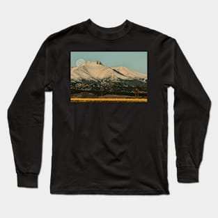 Moonset Over Meeker  and Longs Peak Long Sleeve T-Shirt